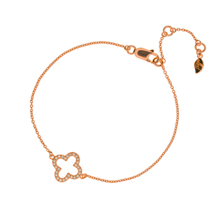 Armband Kleeblatt, 18 K Rosegold vergoldet