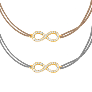 Armband Set mit Diamanten, INFINITY, 14 Karat Gelbgold