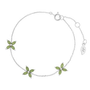 Armkette 3 Leaf Flower, Aventurin, 925 Sterlingsilber