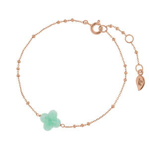 Armkette Clover Gem, Amazonit, 18 Karat Rosegold vergoldet