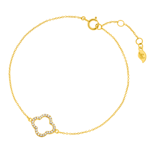 Armkette Clover mit Diamanten, 18 K Gelbgold