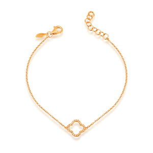 Armkette Clover mit Diamanten, 18 K Gelbgold