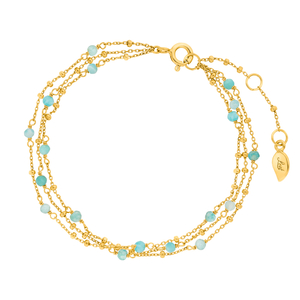 Armkette Flying Gems, 3-reihig, Amazonit, 18 K Gelbgold vergoldet Armkette Flying Gems, 3-reihig, Amazonit, 18 K Gelbgold vergoldet