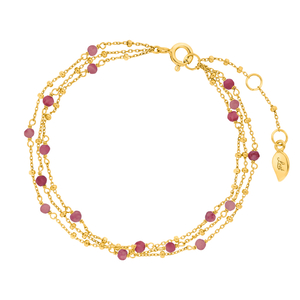 Armkette Flying Gems, 3-reihig, Rubin, 18 K Gelbgold vergoldet Armkette Flying Gems, 3-reihig, Rubin, 18 K Gelbgold vergoldet
