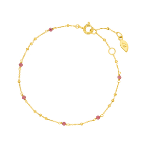 Armkette Flying Gems, Rhodonit, 18 K Gelbgold vergoldet