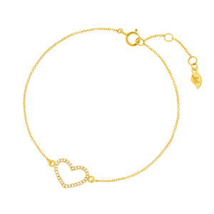 Armkette Heart mit Diamanten, 18 Karat Gelbgold