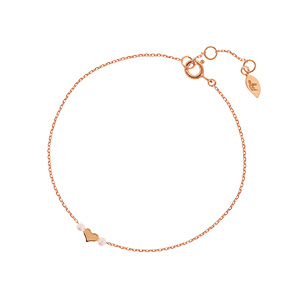 Armkette Herz mit Perle, 18 K Rosegold vergoldet