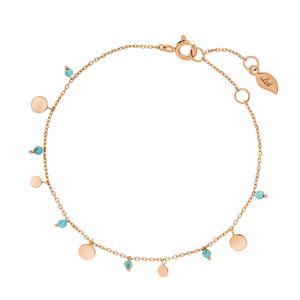 Armkette Platelet Trkis, 18 K Rosegold vergoldet