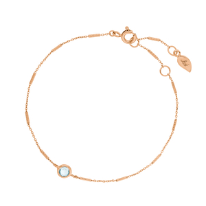 Armkette Solitr, Blauer Topaz, 18 K Rosegold vergoldet