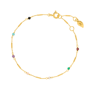 Armkette Tiny, Multi Gems, 18 K Gelbgold vergoldet
