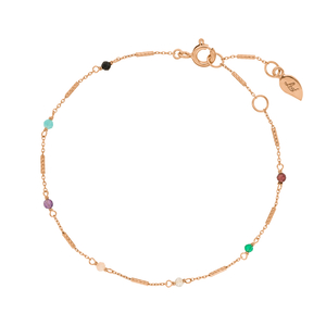 Armkette Tiny, Multi Gems, 18 K Rosegold vergoldet