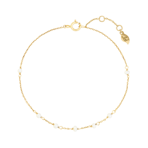 Armkette White Pearls, 14 Karat Gelbgold