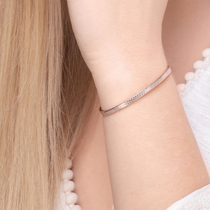 Armreif Plaid, matt, 18 K Rosegold vergoldet