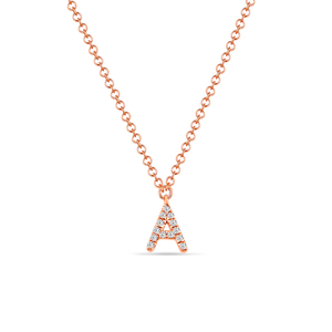 Buchstabenketten, 14 K Rosegold mit Diamanten