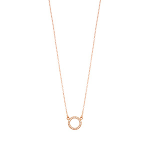 Halskette Circle mit Zirkonia, 18 Karat Rosegold vergoldet