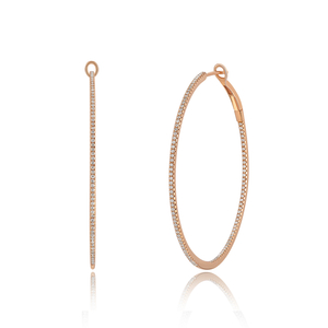 Creole Circle L mit Diamanten, 45mm, 18 Karat Rosegold
