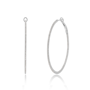Creole Circle L mit Diamanten, 45mm, 18 Karat Weigold