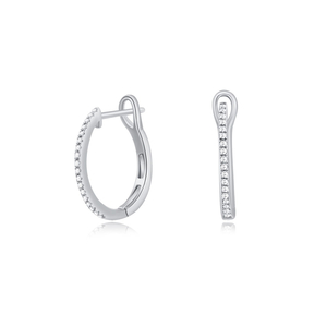 Creole Circle S mit Diamanten, 15mm, 18 Karat Weigold