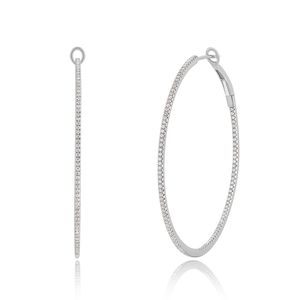 Creole Circle XL mit Diamanten, 50mm, 18 Karat Weigold