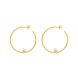Creole Circle mit Perle, 35 cm, 18 K Gelbgold vergoldet