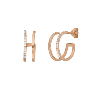 Creole Double Line, Zirkonia, 18 K Rosegold vergoldet