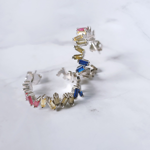 Creole ICE CUBE, Multi Colour Zirkonia, 925 Sterlingsilber