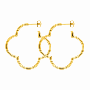 Creole Kleeblatt, 40mm, 14 Karat Gelbgold