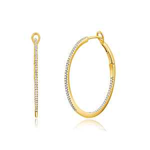 Creole Circle M mit Diamanten, 30mm, 18 Karat Gelbgold