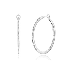 Creole Circle M mit Diamanten, 30mm, 18 Karat Weigold