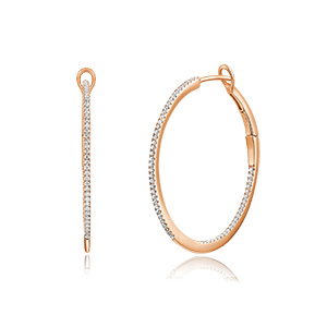 Creole Circle M mit Diamanten, 30mm, 18 Karat Rosegold