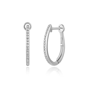 Creole Oval S mit Diamanten, 18 Karat Weigold