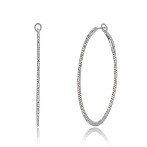Creole Rund L mit Diamanten, 18 K Wegold