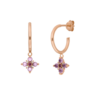 Creolen BLOOM, Amethyst/Rhodolith, 18 Karat Rosegold vergoldet