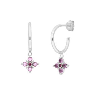Creolen BLOOM, Amethyst/Rhodolith, 925 Sterlingsilber