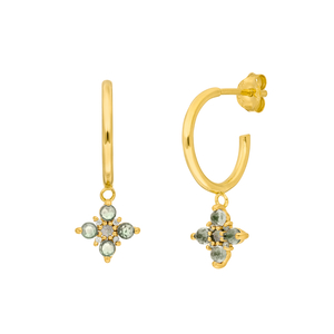 Creolen BLOOM, Labradorit/Aventurin, 18 Karat Gelbgold vergoldet