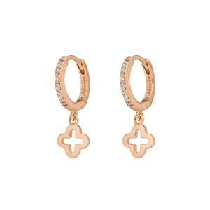 Creolen CLOVER/Zirkonia, 18 K Rosegold vergoldet