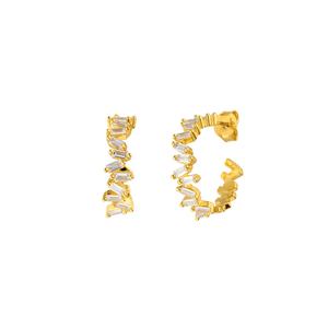 Creolen ICE CUBE, Zirkonia, 18 K Gelbgold vergoldet
