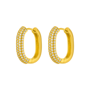 Creolen PAVE Wei, 18 Karat Gelbgold vergoldet