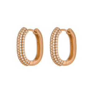 Creolen PAVE Wei, 18 Karat Rosegold vergoldet