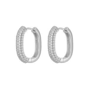 Creolen PAVE Wei, 925 Sterlingsilber