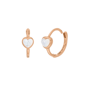 Creolen VALENTINE, Mondstein, 18 Karat Rosegold vergoldet
