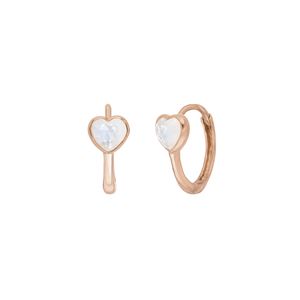 Creolen VALENTINE, Mondstein, 18 Karat Rosegold vergoldet