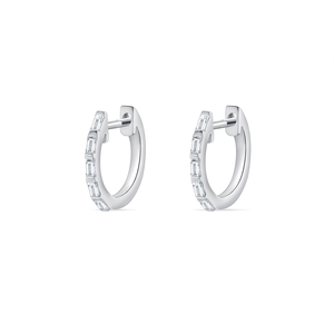 Creolen mit Baguette Diamanten, 14 Karat Weigold