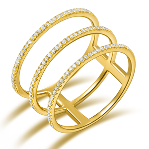 Ring Triple mit Diamanten, 18 Karat Gelbgold