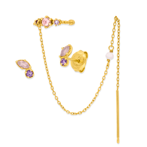 EARCANDY Set, Rosa, 18 K Gelbgold vergoldet