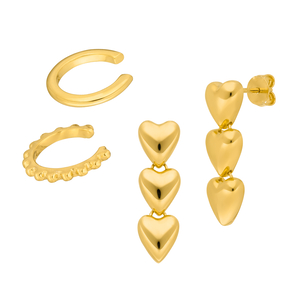 Ear Mix Set, Bold, 18 K Gelbgold vergoldet