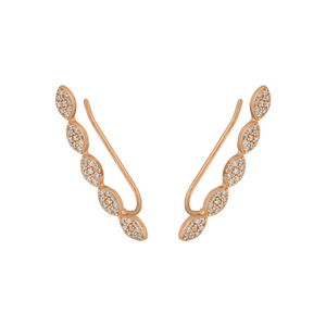 Earclimber Pav Drops, 18 K Rosegold vergoldet
