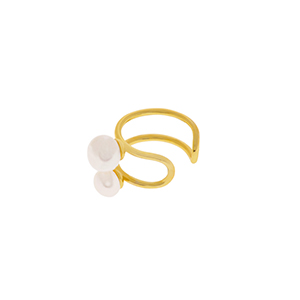 Earcuff 2 Pearls, 18 K Gelbgold vergoldet