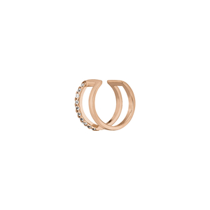 Earcuff Double Line, Zirkonia, 18 K Rosegold vergoldet