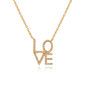 Halskette Love mit Diamanten, 18 K Gelbgold